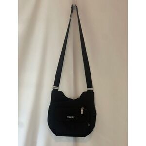 Baggallini Black Nylon Crossbody Bag Travel Organizer Multi-Pocket Purse Womens